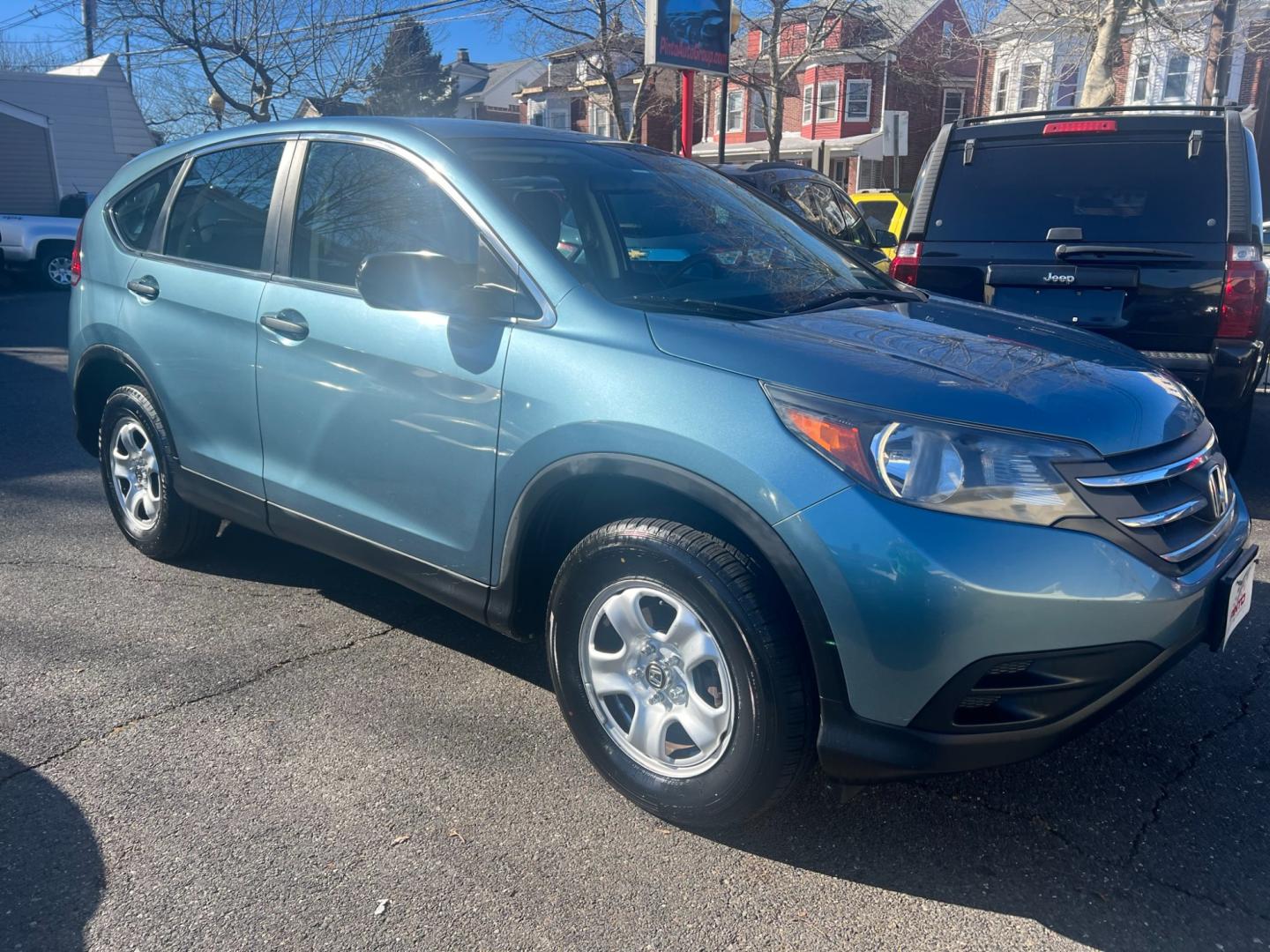 2013 Teal /Gray Honda CR-V LX 4WD 5 Speed AT (5J6RM4H33DL) with an 2.4L L4 DOHC 16V engine, 5 Speed Automatic transmission, located at 1018 Brunswick Ave, Trenton, NJ, 08638, (609) 989-0900, 40.240086, -74.748085 - Photo#1